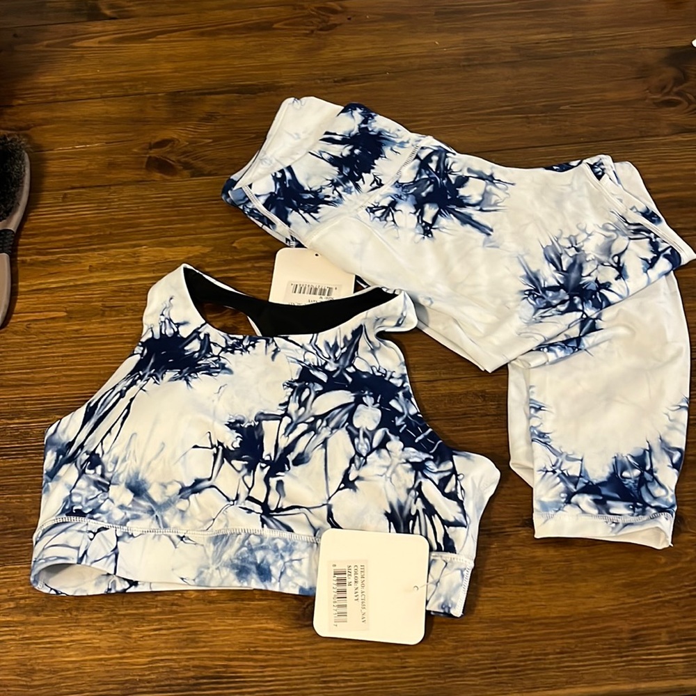 Indigo tie dye workout set